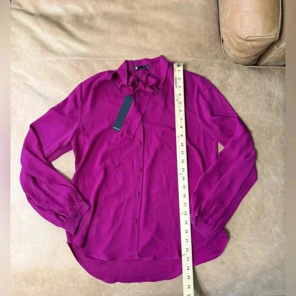 NWT REVOLVE Krisa Pink Tie Front Blouse Women’s Size XS 100% Polyester - Picture 5 of 10